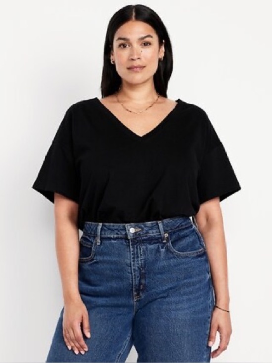Old Navy Tops - Old Navy Black Vintage Cotton V-Neck
 Short Sleeve Tee Plus Size, XXL